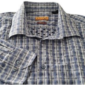 Enzo Italian Super Soft Cotton Embroidered Plaid Button-down Men's 2XL Office‎